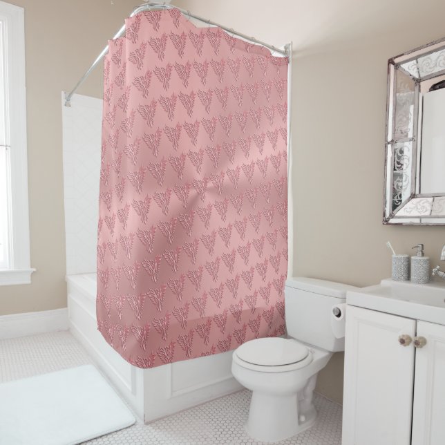 Pink Phoenix with polished metal effect Shower Curtain (In Situ)