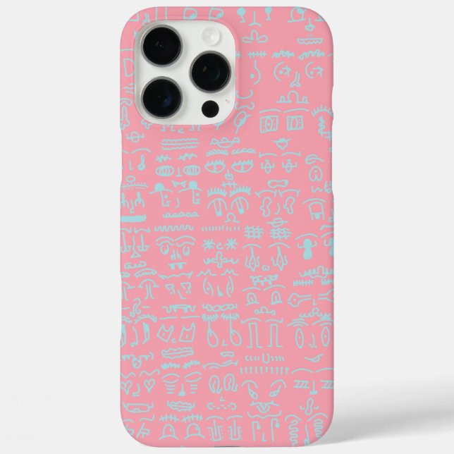 Pink Phone Case with Blue Doodle Pattern - Artisti (Back)