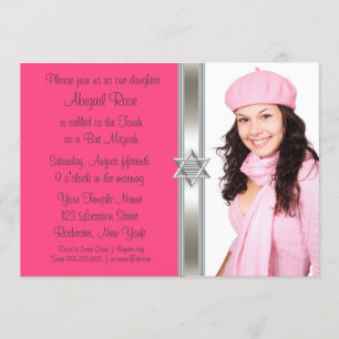 Pink Photo Bat Mitzvah Invitation