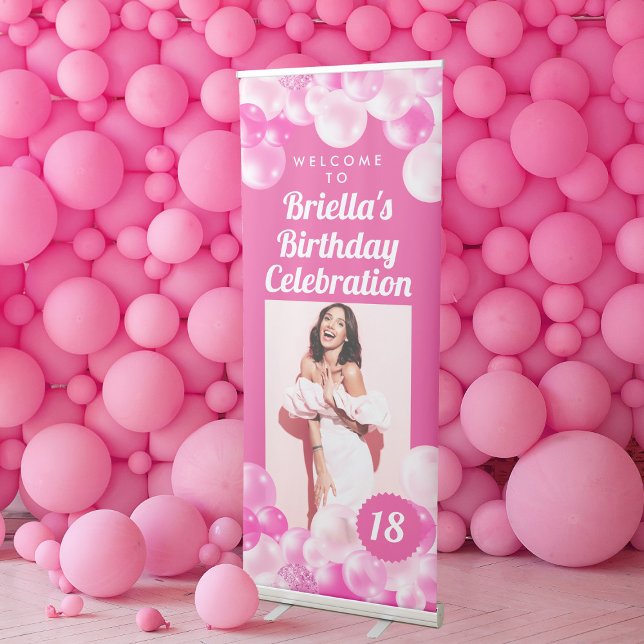Pink Photo Birthday Retractable Banner (Creator Uploaded)
