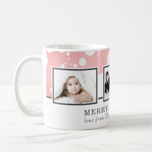 Pink Photo Collage Family Christmas Coffee Mug