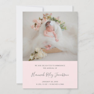 Pink Photo Collage Newborn Girl Birth Announcement