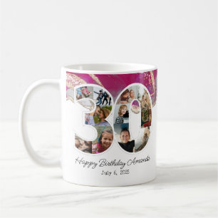 Pink Photo Collage Number 30 - 30th Birthday Coffee Mug