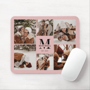 Pink Photo Collage Personalised Monogram Gift Mouse Mat