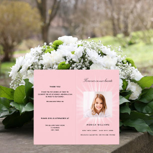 Pink photo girl funeral program