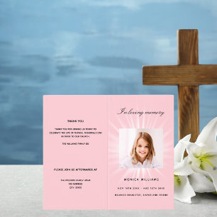 Pink photo girl funeral program