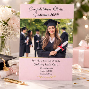 Pink photo graduation card