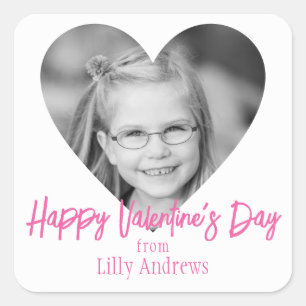Pink Photo Heart Valentine's Day Stickers