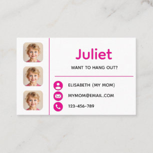 Pink Photo Kids Playdate Card