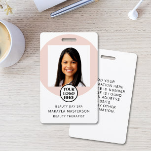 Pink Photo Logo Employee ID Badge