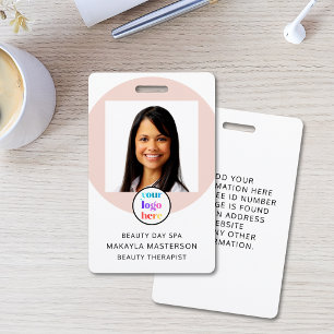 Pink Photo Logo Employee ID Badge