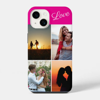 Pink Photo Personalised Stylish Couple in love iPhone 14 Case