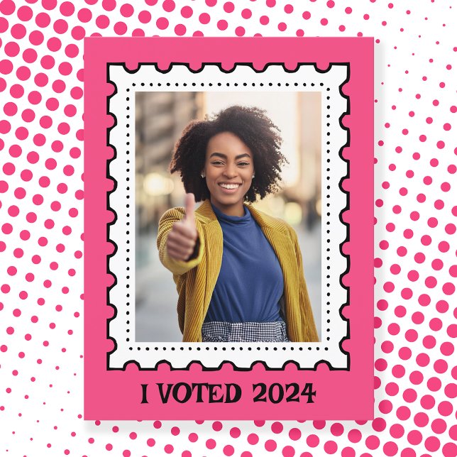 Pink Photo Postage Stamp Women's Rights Election Postcard (Personalise this postcard with your own photo. You may add your own text too.)