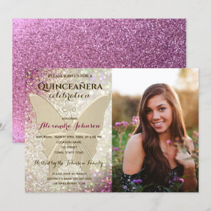 Pink Photo Quinceanera 15th Birthday Invitation