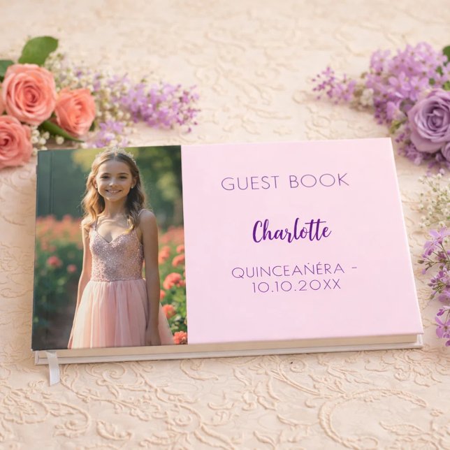 Pink photo Quinceanera Guest Book (Creator Uploaded)