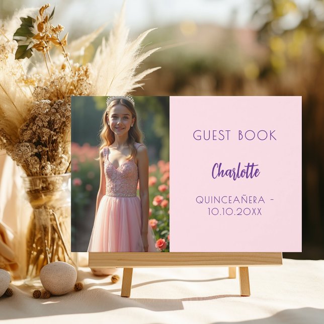 Pink photo Quinceanera Guest Book (Creator Uploaded)
