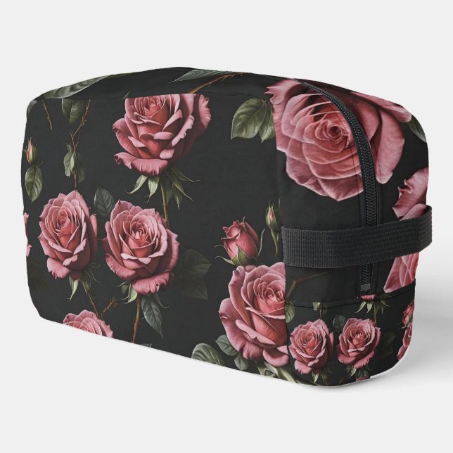 Pink photo realistic rose dopp kit (Left Corner)