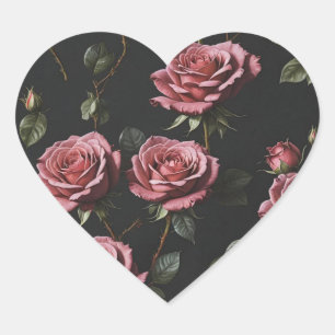 Pink photo realistic rose heart sticker