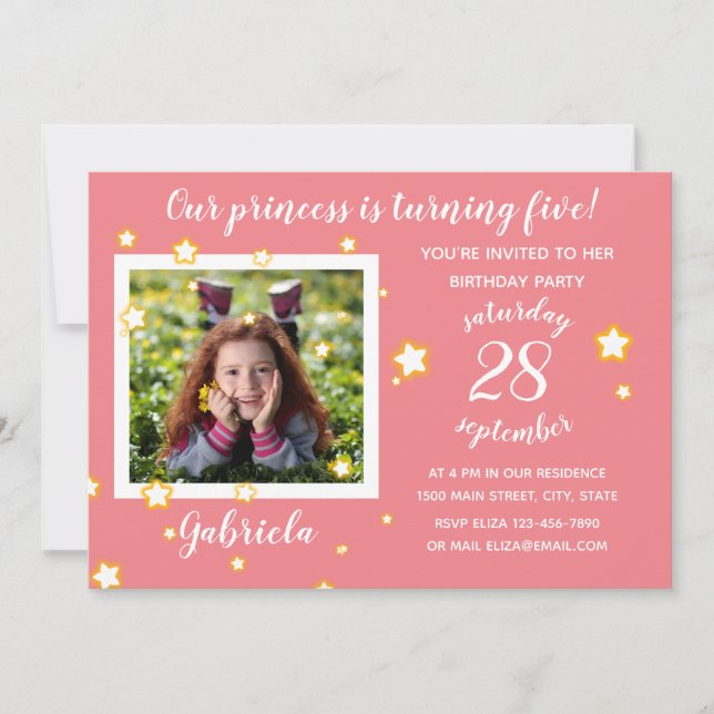 Pink Photo Template - Birthday Invitation (Front)