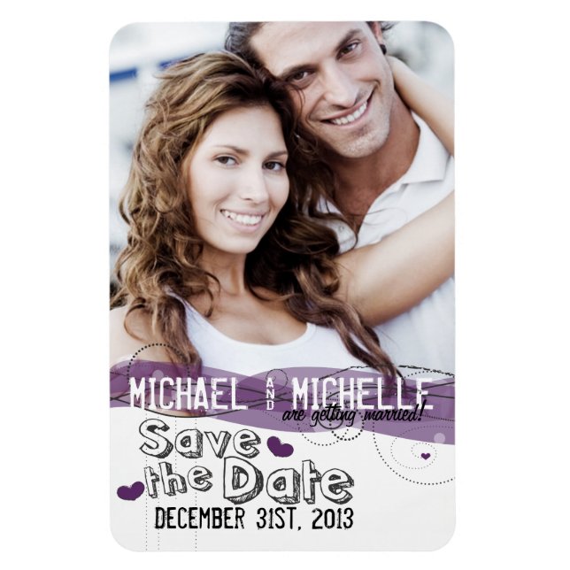 Pink Photo Template Save the Date Magnet (Vertical)