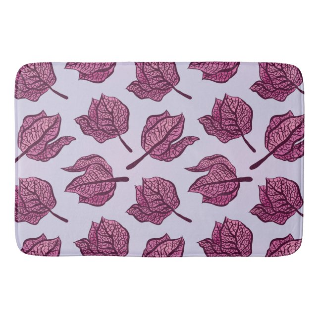 Pink Physalis Flower Pattern Pastel Botanical Bath Mat (Front)