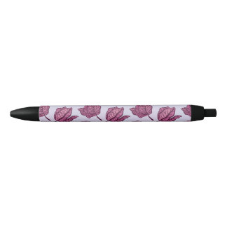 Pink Physalis Flower Pattern Pastel Botanical Black Ink Pen