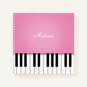 Pink Piano Music Keyboard Personalised Notebook