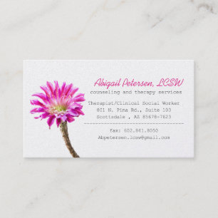 Pink Piazza cactus flower in bloom ,  LCSW Business Card