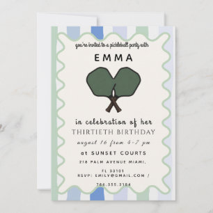 Pink Pickleball Birthday Party Invitation Card