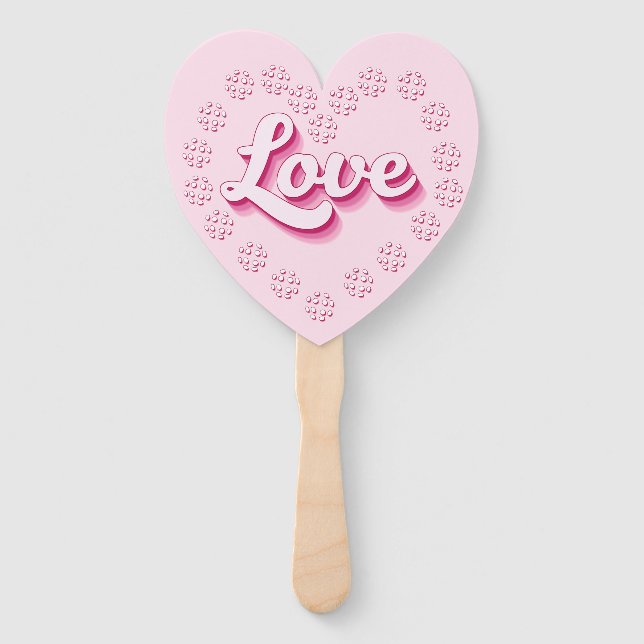 Pink Pickleball Love Valentines Day Heart Hand Fan (Front)
