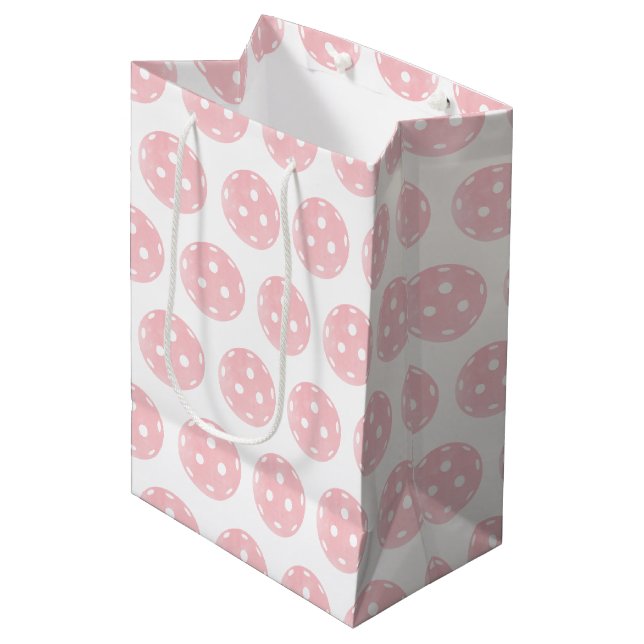 Pink PickleBall Medium Gift Bag (Front Angled)
