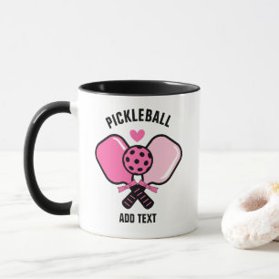 Pink Pickleball Paddle with Bow Mug
