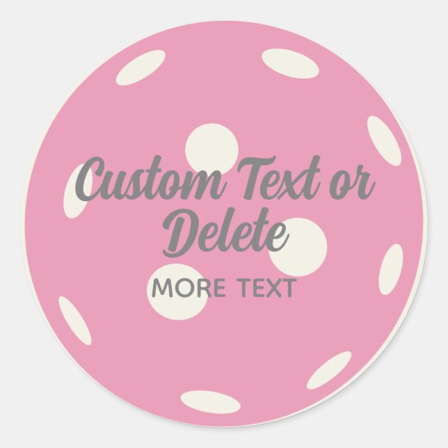 Pink Pickleball Personalised Text Classic Round Sticker (Front)