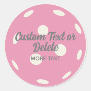Pink Pickleball Personalised Text Classic Round Sticker