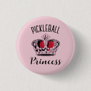 Pink Pickleball Princess Crown  3 Cm Round Badge