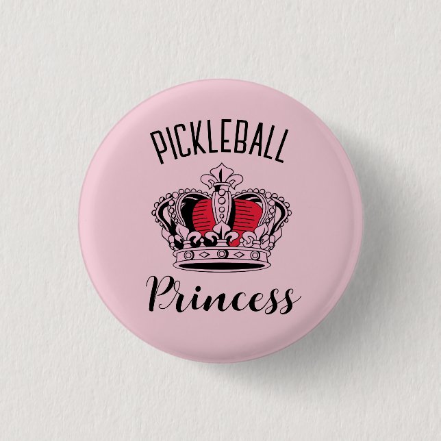 Pink Pickleball Princess Crown  3 Cm Round Badge (Front)