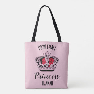 Pink Pickleball Princess Crown Tote Bag