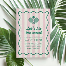 Pink Pickleball Retro Elegant Birthday Party