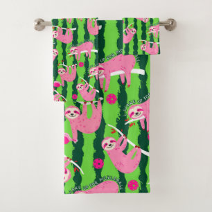 Pink pickleball sloths 🦥 bath towel set