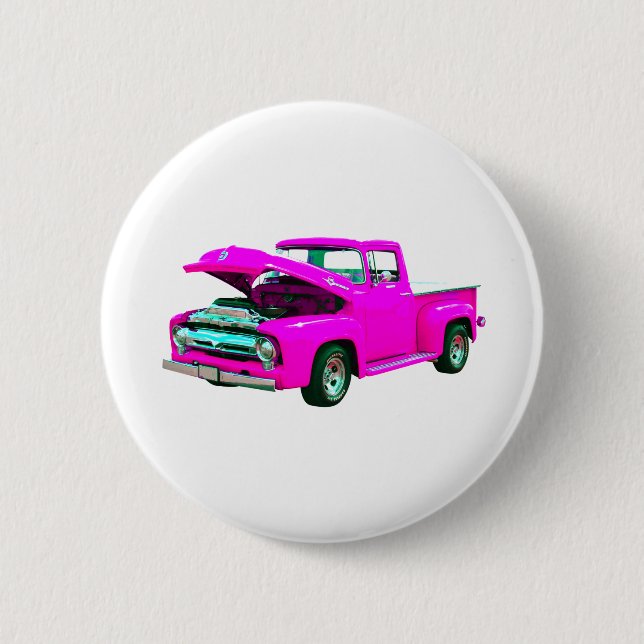 pink pickup 6 cm round badge (Front)