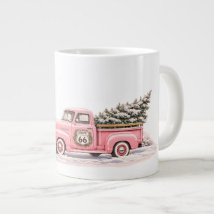 Pink Pickup Christmas Coffee Route 66 Large Coffee Mug