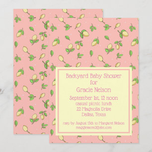 Pink Picnic Baby Shower Lemons Invitation