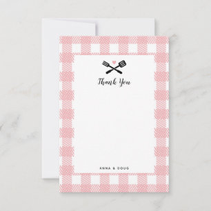 Pink Picnic Cloth BBQ Thank You Note Card