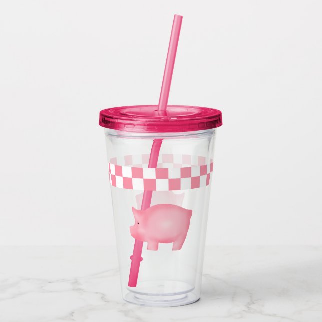 Pink Pig  Acrylic Tumbler (Back)