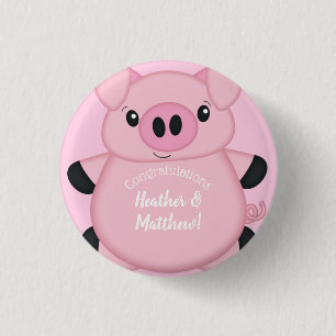 Pink Pig Baby Shower 3 Cm Round Badge