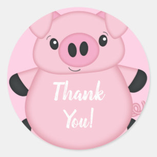 Pink Pig Baby Shower Classic Round Sticker