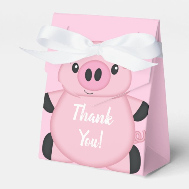 Pink Pig Baby Shower Favour Box (Front Side)