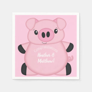 Pink Pig Baby Shower Napkin