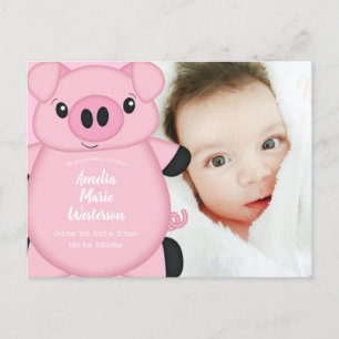 Pink Pig Baby Shower Postcard
