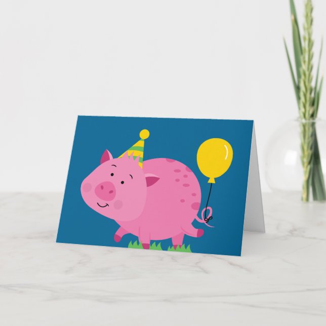 Pink Pig Birthday Card (Front)
